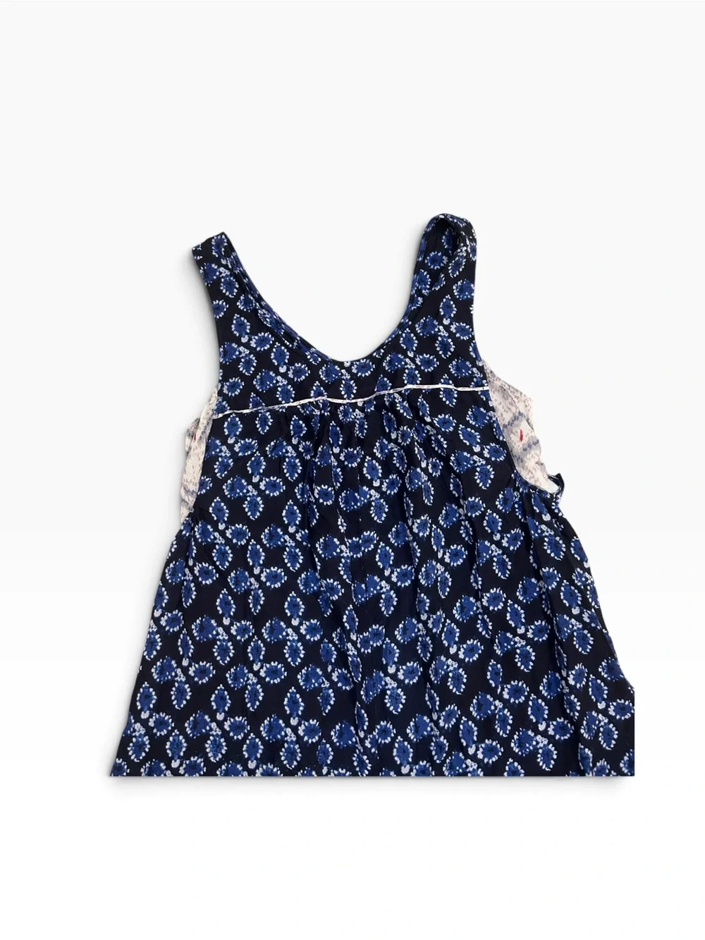 Anthropologie Navy Blue & white Scoop-Neck sleeveless wide-Leg Jumpsuit large